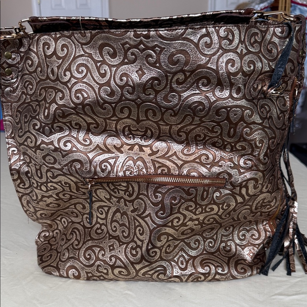 Chic Brown Patterned Shoulder Bag - image 3